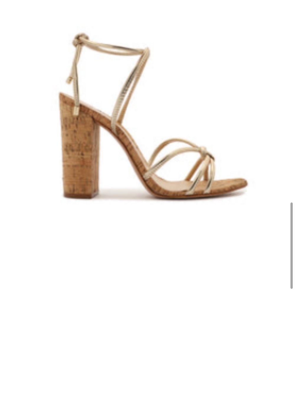SCHUTZ Metallic Gold Strappy Cork Block Heel Sandals